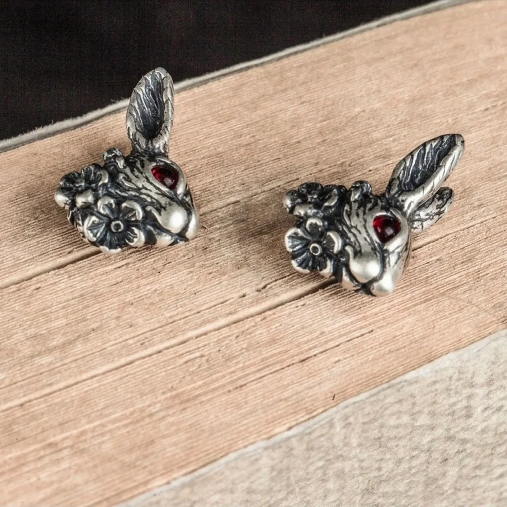 Single Accent Rabbit S925 Silver Earrings